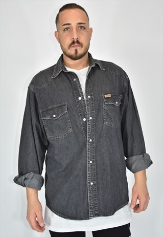 wrangler black denim shirt