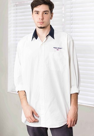 VINTAGE RALPH LAUREN SHIRT LOGO 90S L 10.9