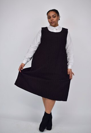 VINTAGE 90'S BLACK DRESS WITH PINK POLKA DOTS