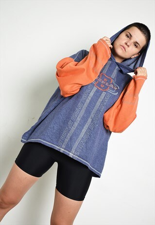 90'S RETRO SPORTS LOGO SLOGAN OVERSIZED SWEATSHIRT JUMPER
