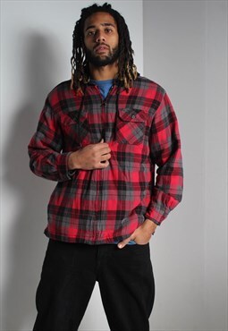 Vintage 90' Check Flannel Padded Jacket Red