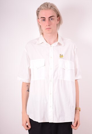 ICEBERG MENS VINTAGE SHIRT LARGE WHITE 90S
