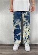 Blue Levi's 505 Bleached Jeans Flared Ankles (36 x 29)