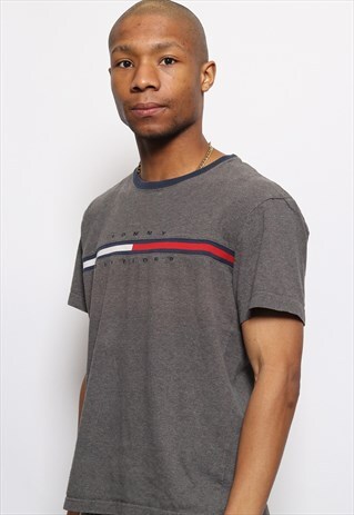 VINTAGE TOMMY HILFIGER LOGO T-SHIRT GREY