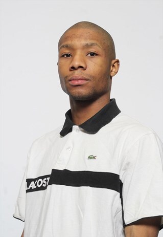 VINTAGE LACOSTE POLO RUGBY SHORT SLEEVE SHIRT WHITE