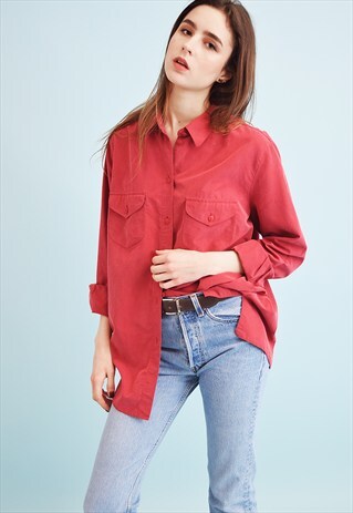 90'S RETRO MINIMALIST SHIMMER OVERSIZED DADS SHIRT TOP