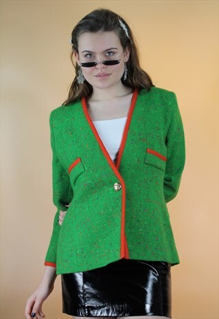 VINTAGE 80S WOOL BLAZER WITH ORANGE DETAIL