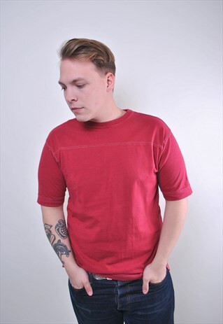 90S RED MINIMALIST MEN VINTAGE SPORT TSHIRT