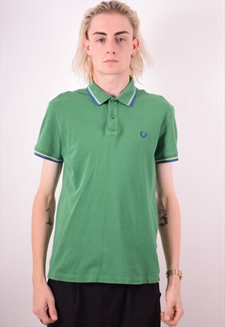 FRED PERRY MENS VINTAGE POLO SHIRT SMALL GREEN 90S