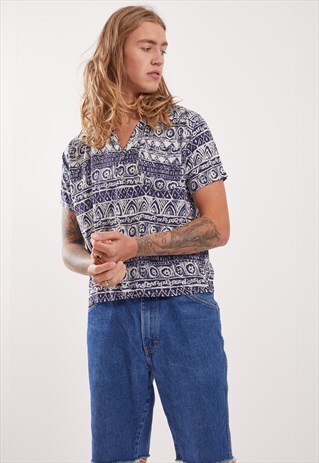 VINTAGE PATTERNED FESTIVAL SHORT SLEEVE SHIRT