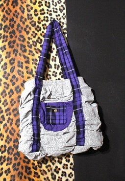 Pretty Disturbia Handmade Tote Bag Purple Tartan Punk Rock 