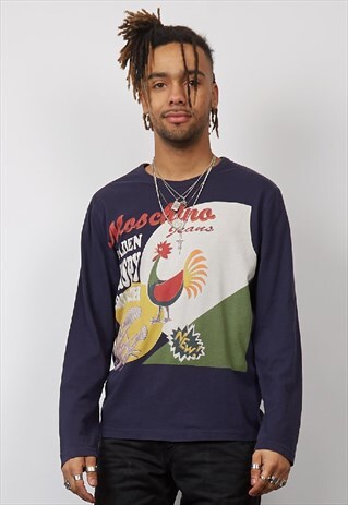 VINTAGE 90'S MOSCHINO LONG-SLEEVE CORNFLAKES PRINT T-SHIRT