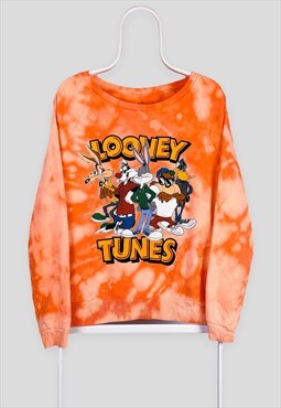 Vintage Looney Tunes Tie Dye Sweatshirt Orange Women's Large