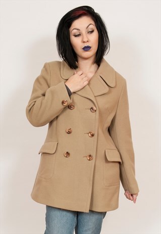 VINTAGE LIGHT BROWN WOOL COAT 16