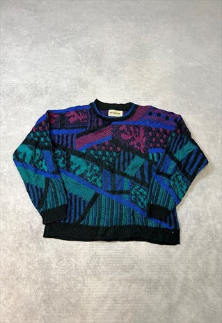 Vintage Abstract Knitted Jumper Funky Patterned Sweater