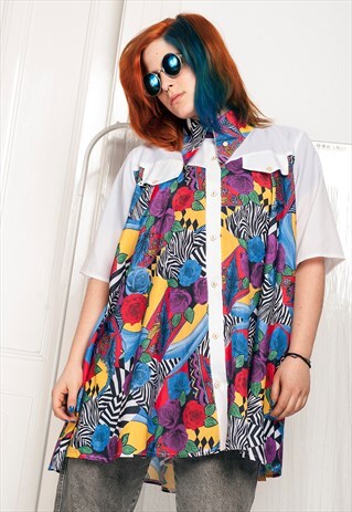 90S VINTAGE SHIRT W PSYCHEDELIC ART COLLAGE PRINT