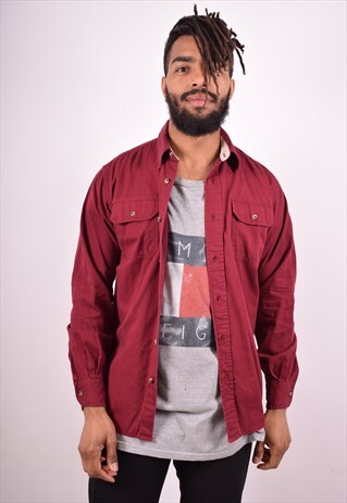 WRANGLER MENS VINTAGE SHIRT SMALL MAROON 90S