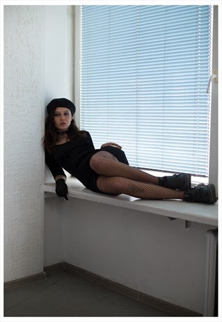 VINTAGE 70'S BLACK VELVET MINI DRESS