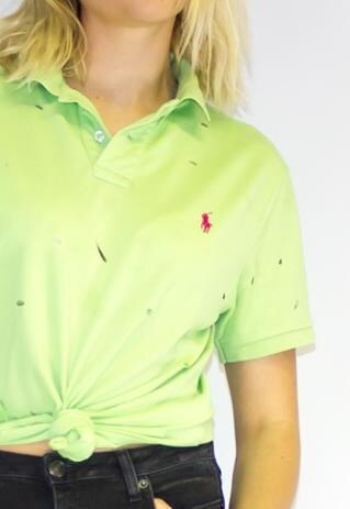 REWORKED SHREDDED RALPH LAUREN POLO TOP