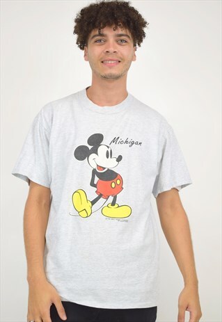 VINTAGE 90S MICKEY MOUSE GREY T-SHIRT