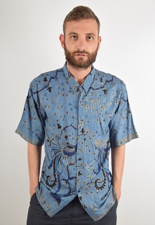 VINTAGE SHIRT FESTIVAL PEACOCK PRINT (1312)
