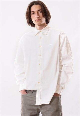 VINTAGE MENS YVES SAINT LAURENT YSL LONG SLEEVE CASUAL SHIRT