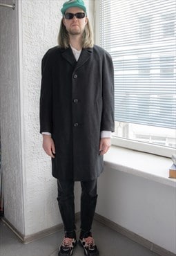 Vintage 80's Black/Grey Wool Coat