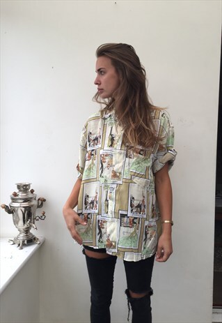 CRAZY PATTERNED OVERSIZED RETRO VINTAGE UNISEX FESTIVAL SHIR