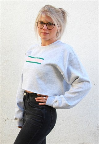 G&G CROPPED GREY/BABY PINK CREWNECK