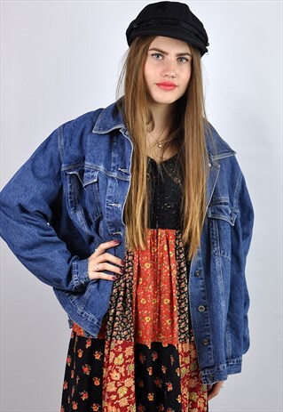 VINTAGE '90S OVERSIZE BLUE DENIM BOYFRIEND JACKET