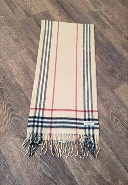 Vintage 90s Beige Nova Check Burberry Scarf in Tartan Design