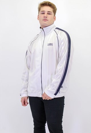 VINTAGE UMBRO SHELL JACKET IN WHITE
