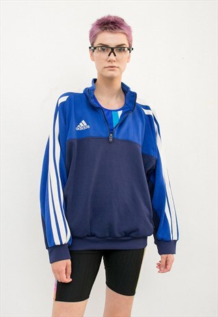 VINTAGE ADIDAS TRACK JACKET BLUE THREE STRIPES LOGO ORIGINAL