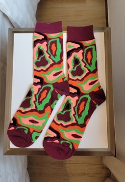 Abstract Pattern Cozy Socks in Red