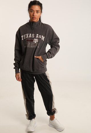 VINTAGE CHAMPION PRINTED 1/4 ZIP SWEATSHIRT