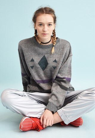 90'S RETRO JAZZY OVERSIZED SLOUCHY DADS KNIT JUMPER