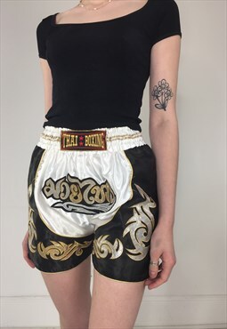 Vintage Thai Boxing Shorts Y2K High Waisted Embroidered 