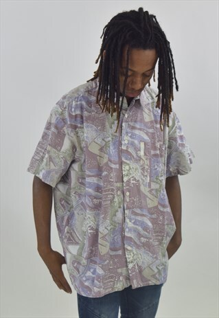 VINTAGE 90S PURPLE ABSTRACT PATTERNED SHIRT