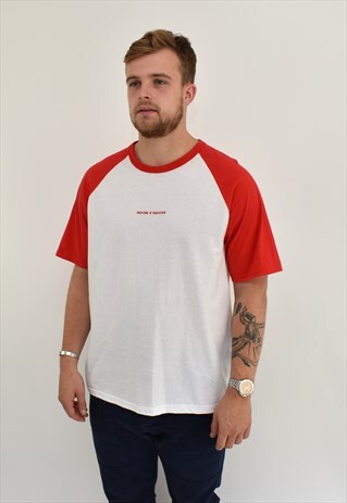 G&G UNISEX RED/WHITE BASEBALL WRITING TEE