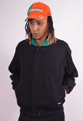 ELLESSE VINTAGE REVERSIBLE BOMBER JACKET MEDIUM NAVY 90S