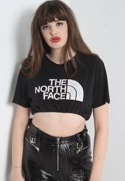 Vintage The North Face Reworked Elasticated Crop Top - Black