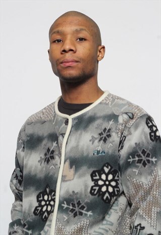 VINTAGE FILA BUTTON UP FLEECE GREY