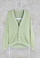 Vintage United Colors of Benetton Cardigan Green Cable Knit 