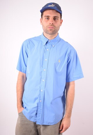 POLO RALPH LAUREN MENS VINTAGE SHIRT XL BLUE 90S