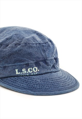 Vintage LEVIS Cap Hat Workwear Dyed Cotton 90s Blue