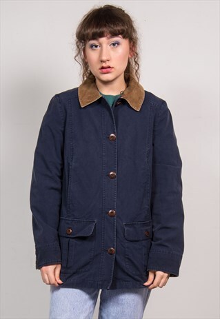 VINTAGE 90'S L.L.BEAN NAVY BLUE COLLAR FIELD JACKET