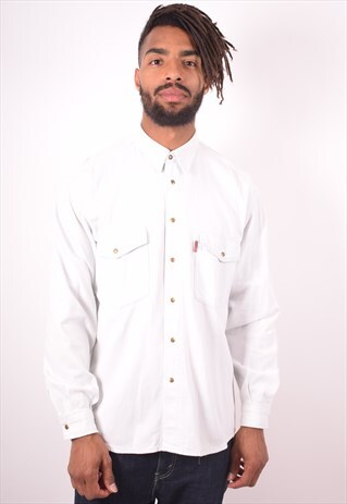 CARRERA MENS VINTAGE SHIRT MEDIUM WHITE 90S