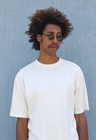90S MINIMALIST LUXURY TEXTURED CREAM KNIT TEE SHIRT LARGE