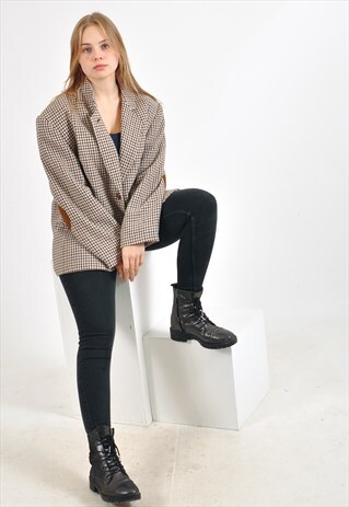 VINTAGE 90-'S CHECKED BLAZER JACKET