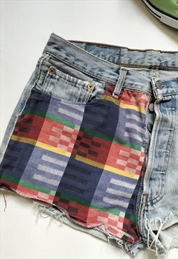 Vintage Aztec Reworked Blue Levi Shorts